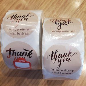 Thank You label stickers for business packaging 1200 apricot